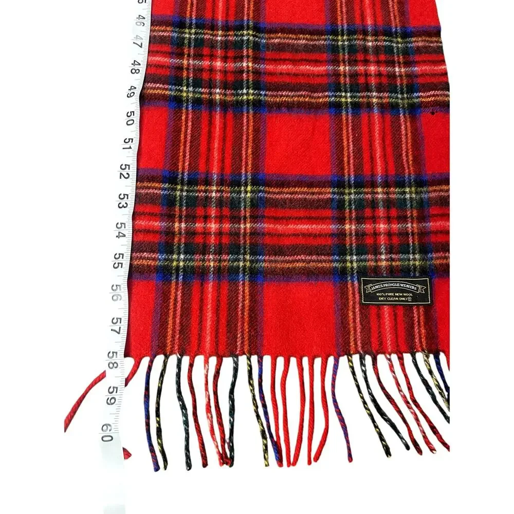 100% Wool Vintage Scotland Tartan Plaid Scarf 58” X 11.5